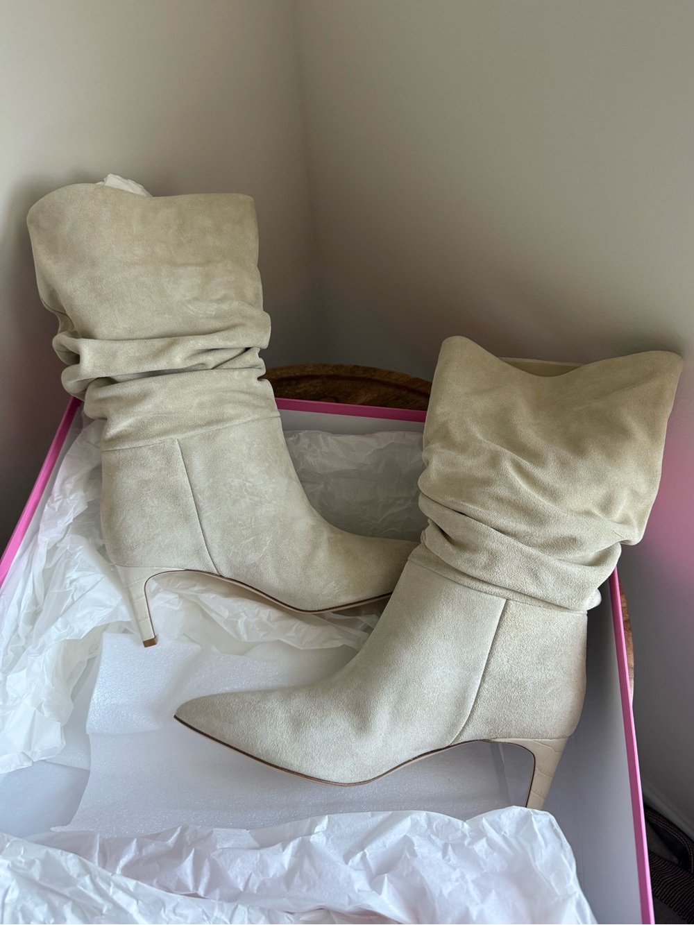 NEW Paris Texas Slouchy Boot 60 Angora Suede Kitten Heel Boots 39.5